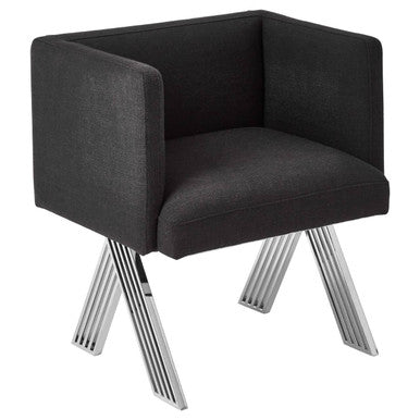 Piermount Black Fabric Dining Chair with Arms