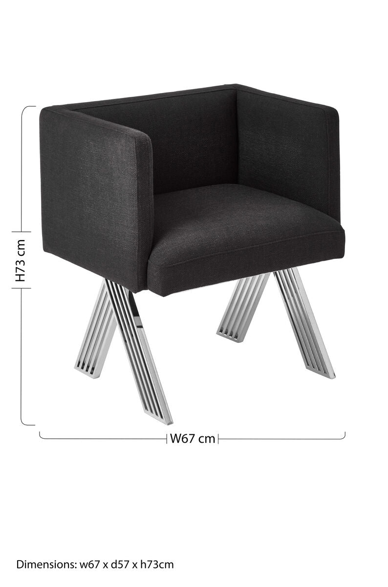 Piermount Black Fabric Dining Chair with Arms