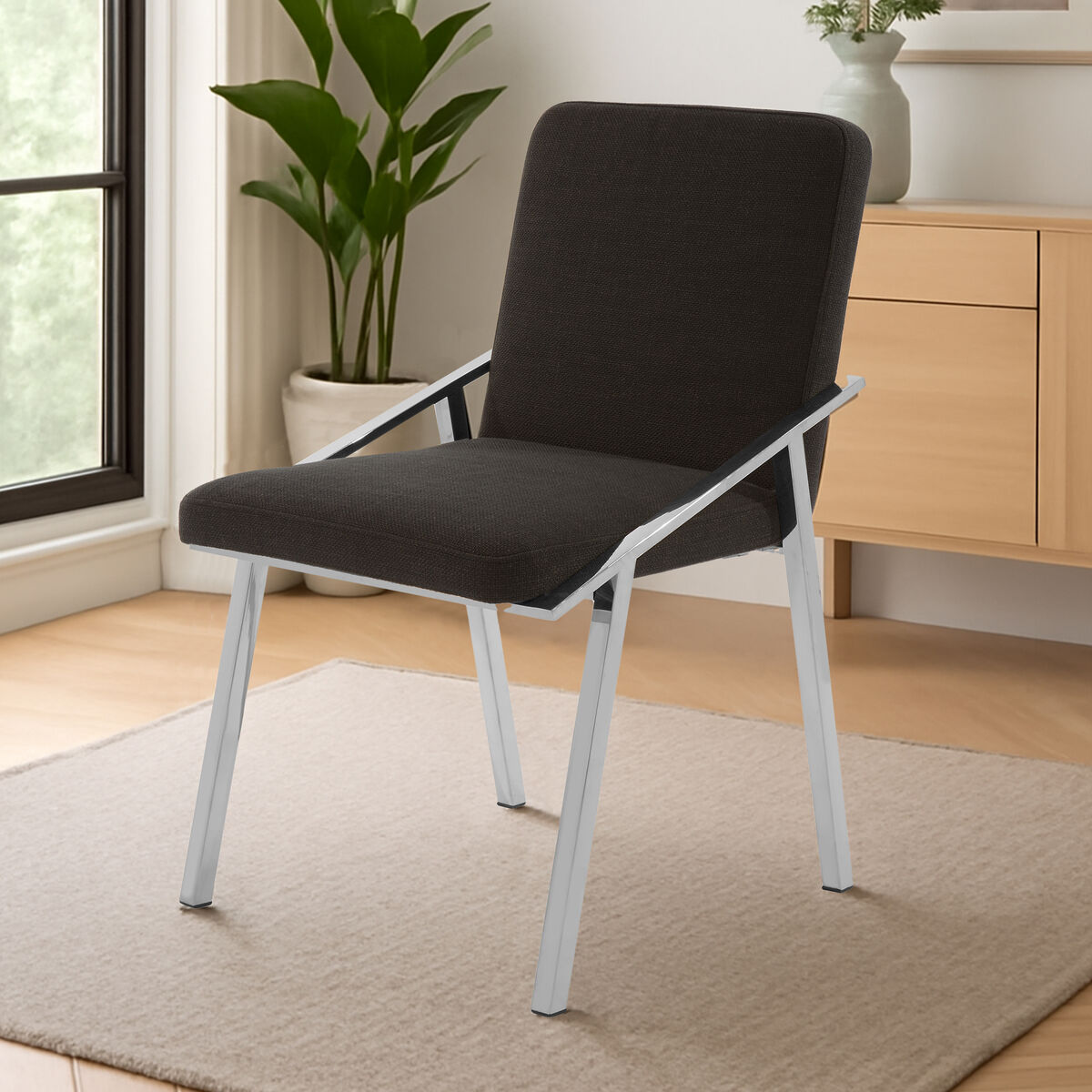 Piermount Black Fabric Dining Chair