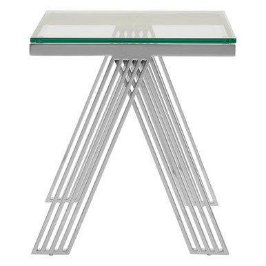 Piermount Clear Glass and Silver Finish Side Table