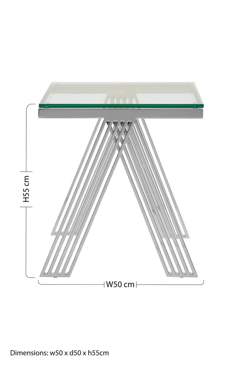 Piermount Clear Glass and Silver Finish Side Table