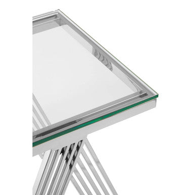 Piermount Clear Glass and Silver Finish Side Table