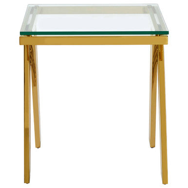 Piermount Clear Glass and Gold Finish Side Table