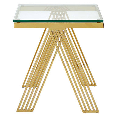Piermount Clear Glass and Gold Finish Side Table