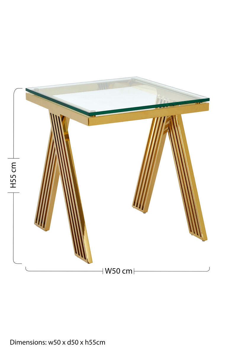Piermount Clear Glass and Gold Finish Side Table