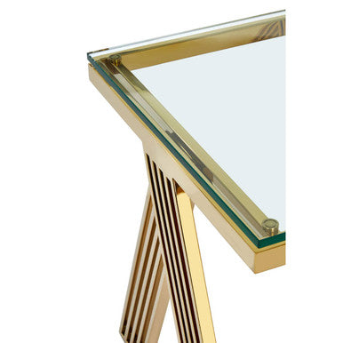 Piermount Clear Glass and Gold Finish Side Table