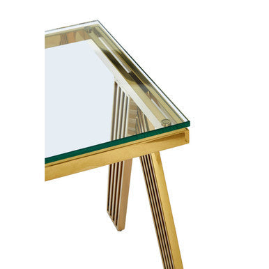 Piermount Clear Glass and Gold Finish Side Table