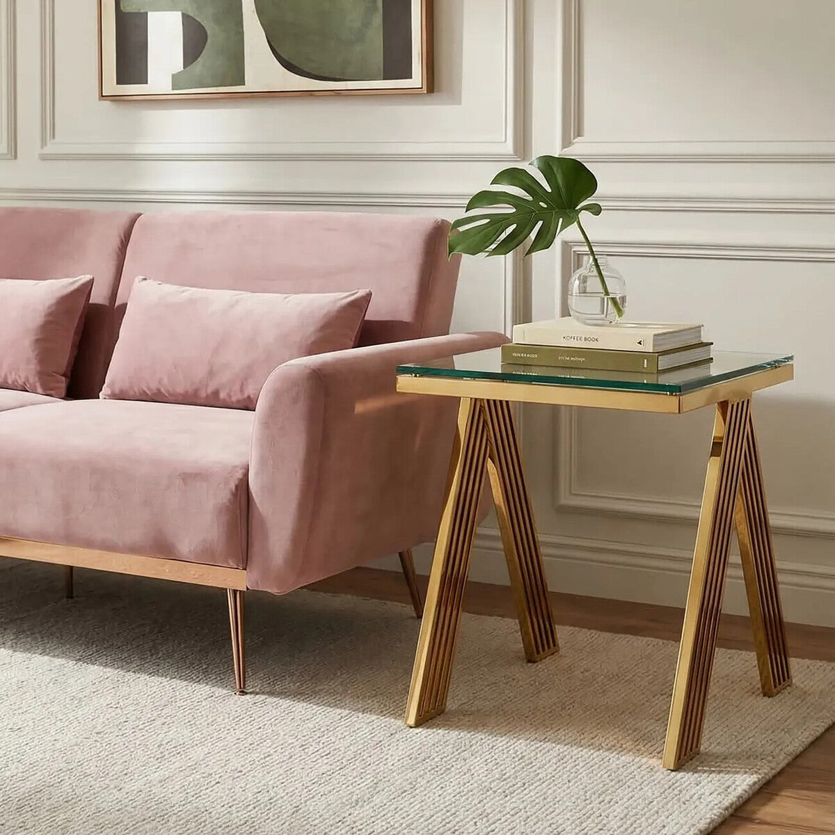 Piermount Clear Glass and Gold Finish Side Table