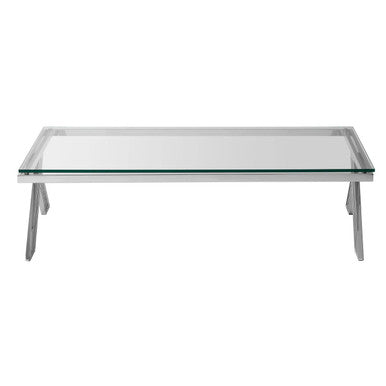 Piermount Clear Glass and Silver Finish Coffee Table