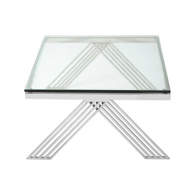 Piermount Clear Glass and Silver Finish Coffee Table