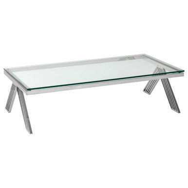 Piermount Clear Glass and Silver Finish Coffee Table