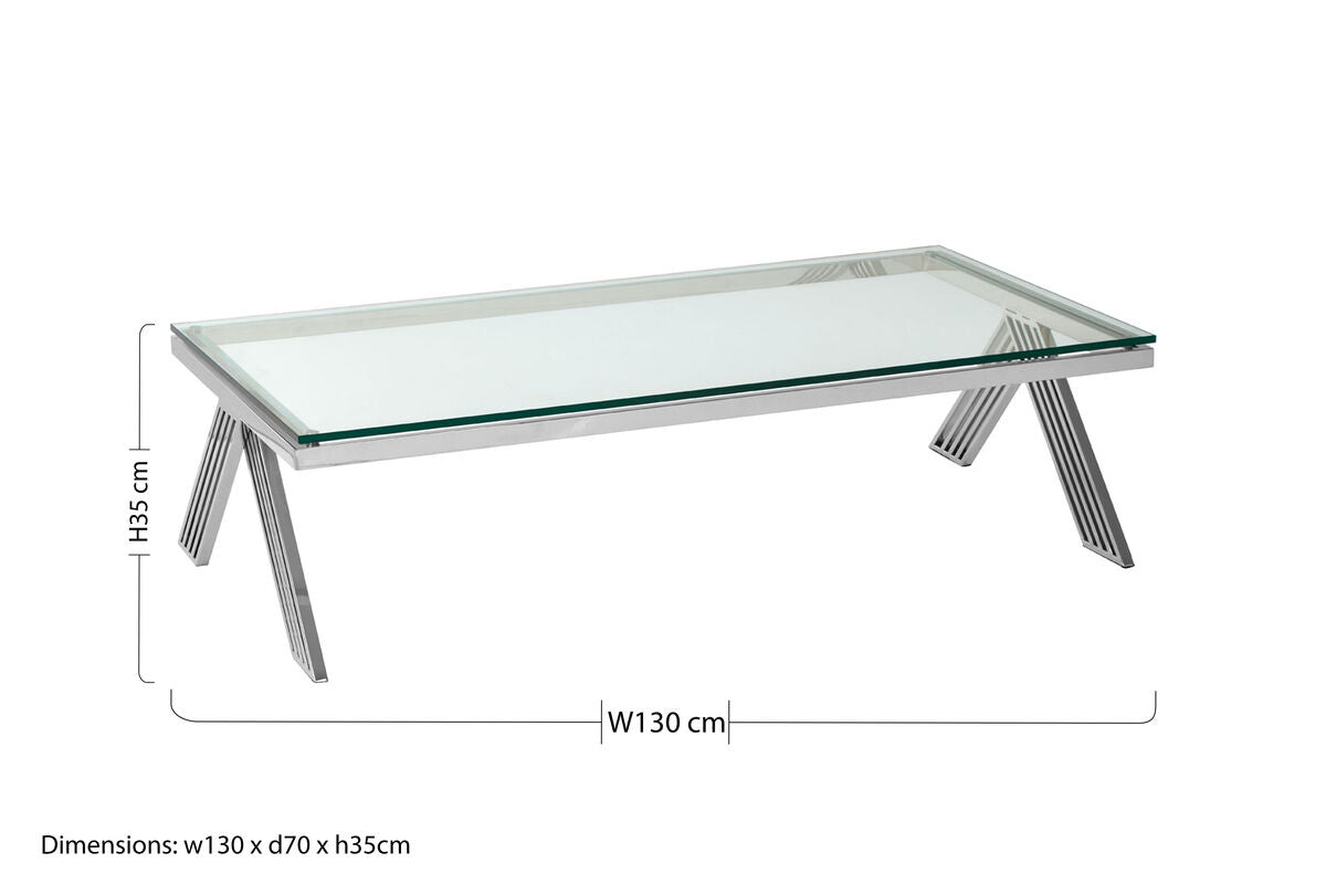 Piermount Clear Glass and Silver Finish Coffee Table