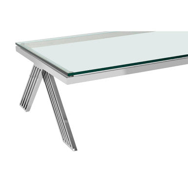 Piermount Clear Glass and Silver Finish Coffee Table