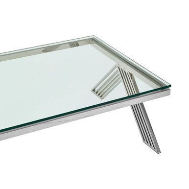 Piermount Clear Glass and Silver Finish Coffee Table