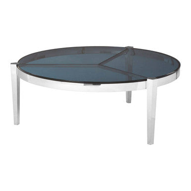 Piermount Grey Glass and Silver Finish Round Coffee Table
