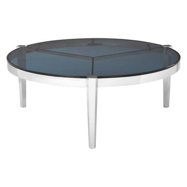 Piermount Grey Glass and Silver Finish Round Coffee Table