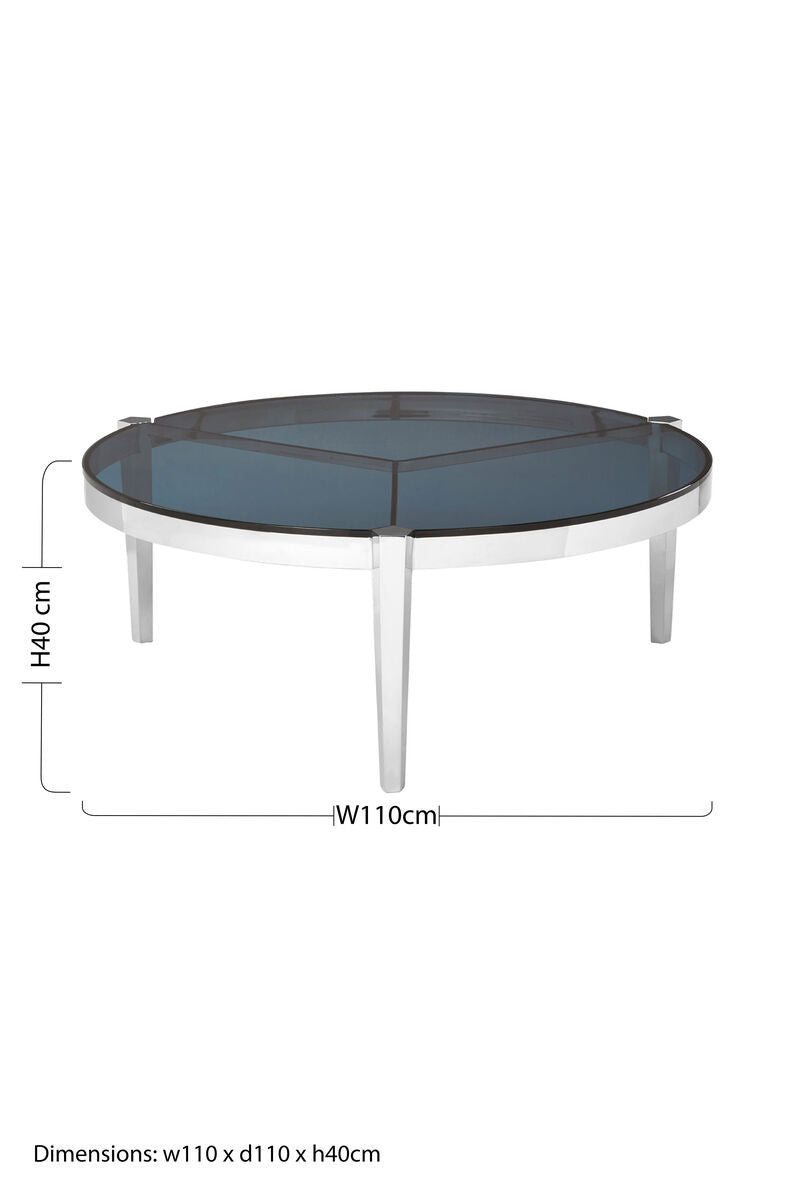 Piermount Grey Glass and Silver Finish Round Coffee Table