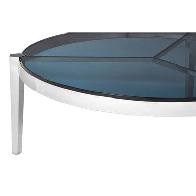Piermount Grey Glass and Silver Finish Round Coffee Table