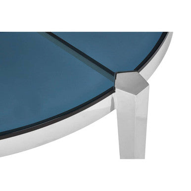 Piermount Grey Glass and Silver Finish Round Coffee Table