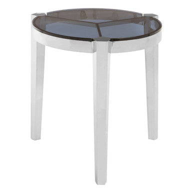 Piermount Grey Glass and Silver Finish Side Table