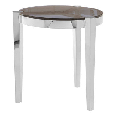 Piermount Grey Glass and Silver Finish Side Table