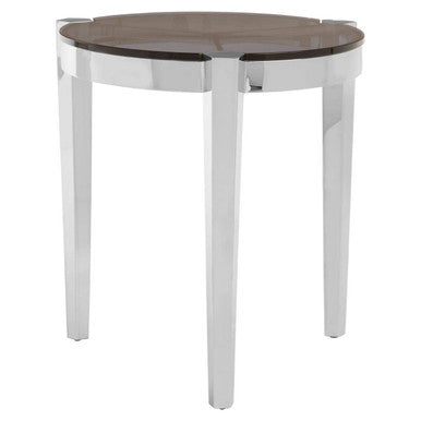 Piermount Grey Glass and Silver Finish Side Table