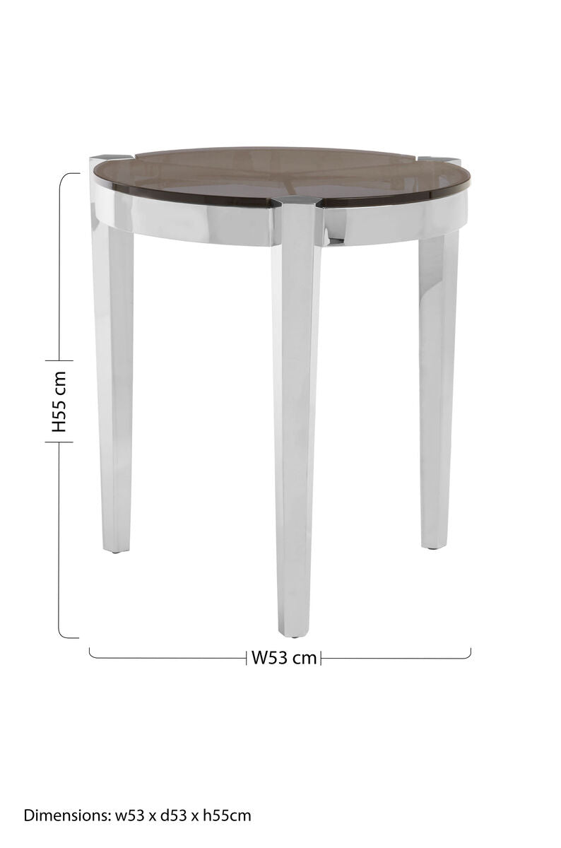 Piermount Grey Glass and Silver Finish Side Table