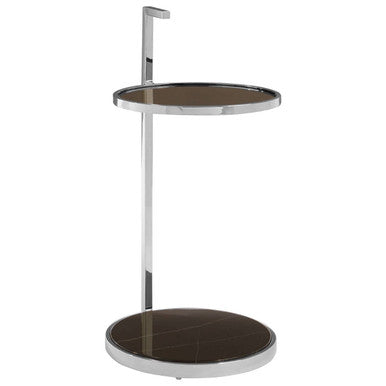 Piermount Black Marble and Glass 2 Tier Side Table