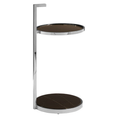 Piermount Black Marble and Glass 2 Tier Side Table