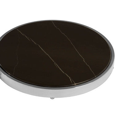 Piermount Black Marble and Glass 2 Tier Side Table