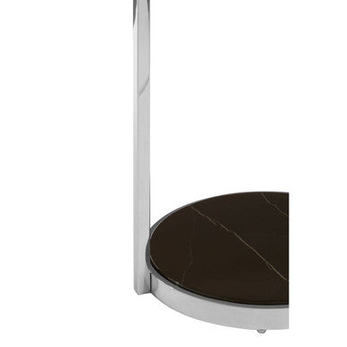 Piermount Black Marble and Glass 2 Tier Side Table