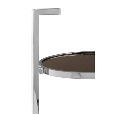 Piermount Black Marble and Glass 2 Tier Side Table