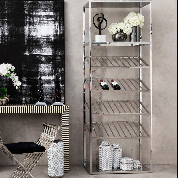 Piermount Silver Finish Wine Bar Shelf Unit