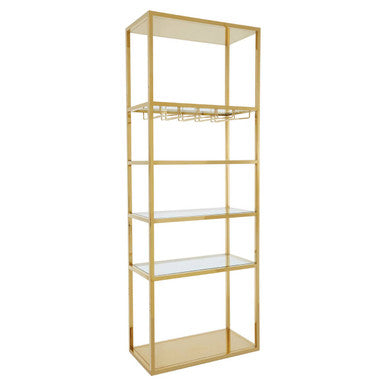 Piermount Gold Finish Wine Bar Shelf Unit