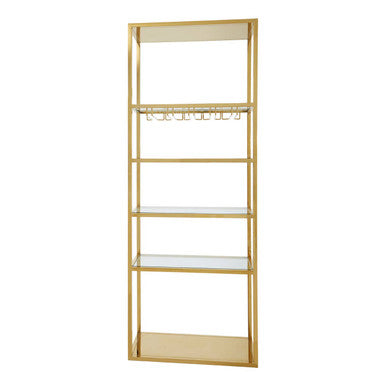 Piermount Gold Finish Wine Bar Shelf Unit