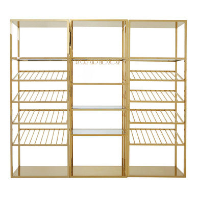 Piermount Gold Finish Wine Bar Shelf Unit