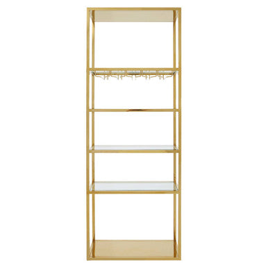 Piermount Gold Finish Wine Bar Shelf Unit