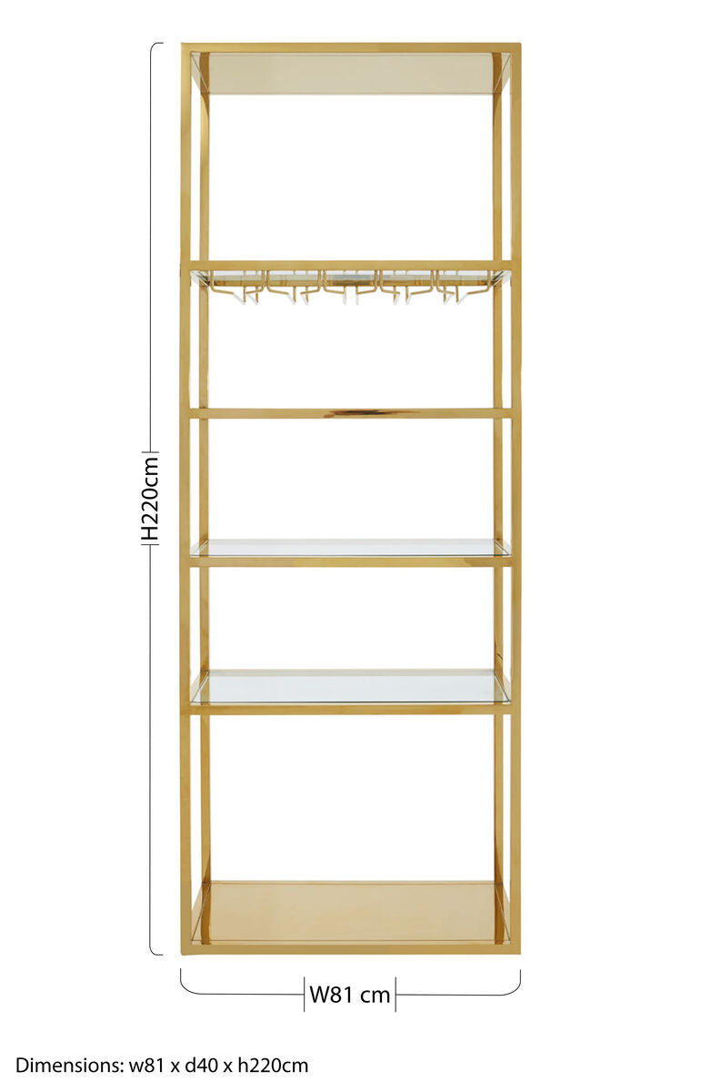 Piermount Gold Finish Wine Bar Shelf Unit