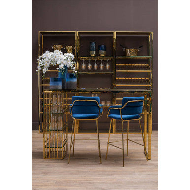 Piermount Gold Finish Wine Bar Shelf Unit
