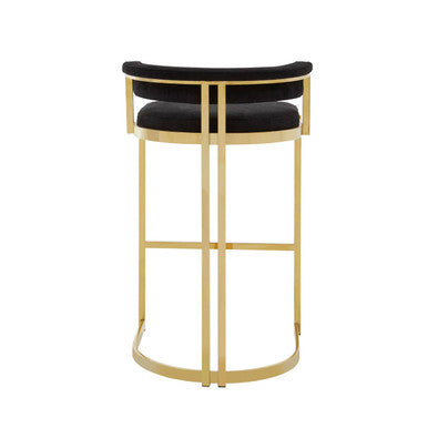 Piermount Black Velvet Bar Chair with Gold Finish Legs
