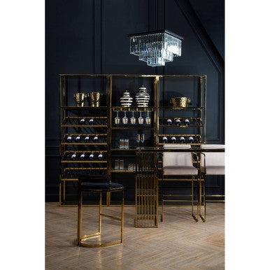 Piermount Black Velvet Bar Chair with Gold Finish Legs
