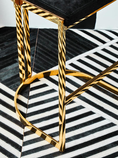 Piermount Black Velvet Bar Chair with Gold Finish Legs