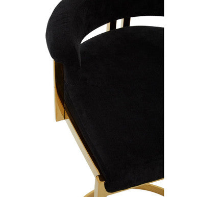 Piermount Black Velvet Bar Chair with Gold Finish Legs