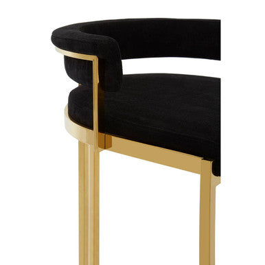Piermount Black Velvet Bar Chair with Gold Finish Legs