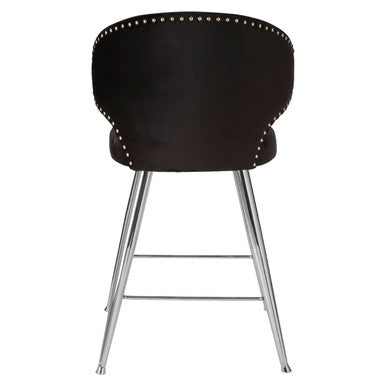 Piermount Black Velvet Bar Chair with Silver Finish Legs
