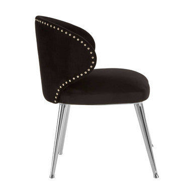 Black Velvet Dining Chair with Silver Finish Legs