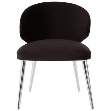 Black Velvet Dining Chair with Silver Finish Legs