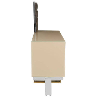 Demas Dark Grey and Gold Finish Media Unit with Wall Panel