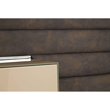 Demas Dark Grey and Gold Finish Media Unit with Wall Panel