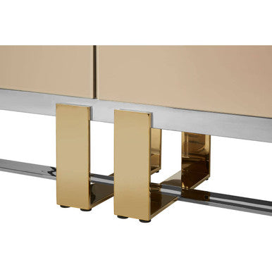 Demas Dark Grey and Gold Finish Media Unit with Wall Panel